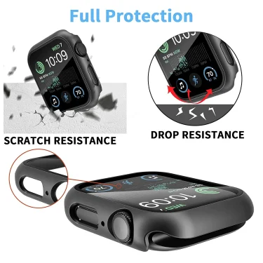 Tempered Glass+Cover For Apple Watch 9 8 7 45mm 41mm PC Bumper Screen Protector Case iWatch Series 7 6 5 4 SE2 44mm 40mm 42mm 38 4