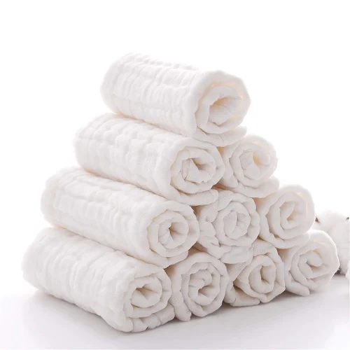 Baby Muslin Washcloths Natural Cotton Baby Wipes Soft Newborn Face Towel Sensitive Skin- Baby Registry 12*12inch Towels 2pcs 1