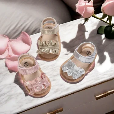 Fashion 0-18M Newborn Baby Girl Sandals Cute Summer Rubber Sole Princess Shoes Baby Anti slip First Step Walking Shoes 1