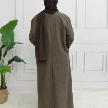 Modest Closed Plain Long Sleeve Abaya Without Hijab With Belt Basic Islamic Eid Clothes Dress 2
