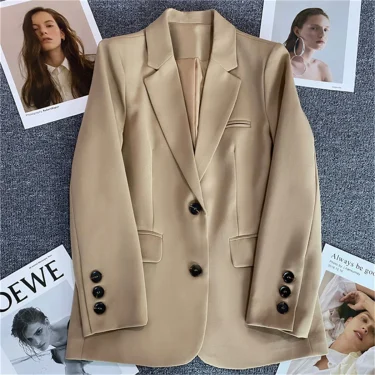 2024 Women Jacket New in Korean Fashion Small Suit Top Brown Suit Coat Clothes Loose Straight Temperament Slim Blazer for Women 6