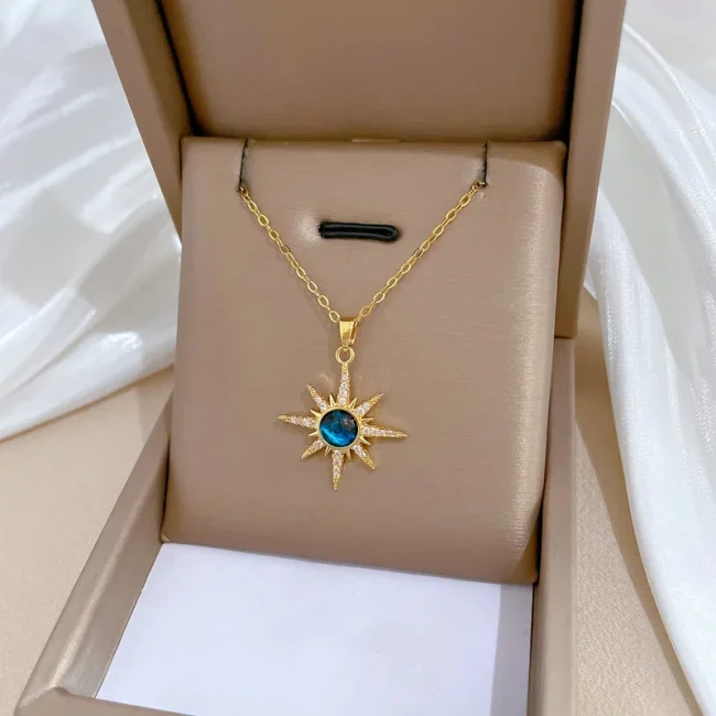 Exquisite and Fashionable Starburst Micro Jewelry Stainless Steel Necklace Classic Planet Gorgeous Versatile Clavicle Chain 2