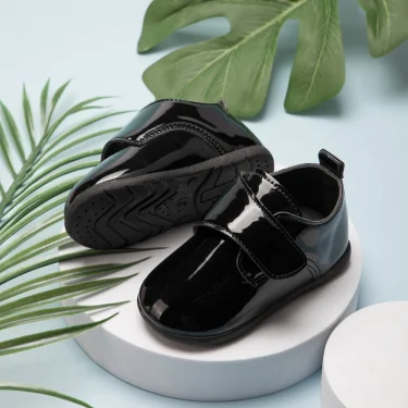 KIDSUN Baby Children Shoes Matte Leather Toddler First Walkers Shoes Rubber Soft-Sole Flat Anti-slip Infant Mirror Shoes 2