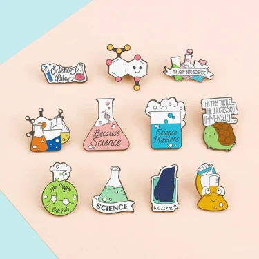 Science Enamel Pins Cartoon Chemistry Experiment Badge Element Molecular Structure Beaker Test Tube Brooches Bag Jewelry Gifts 1