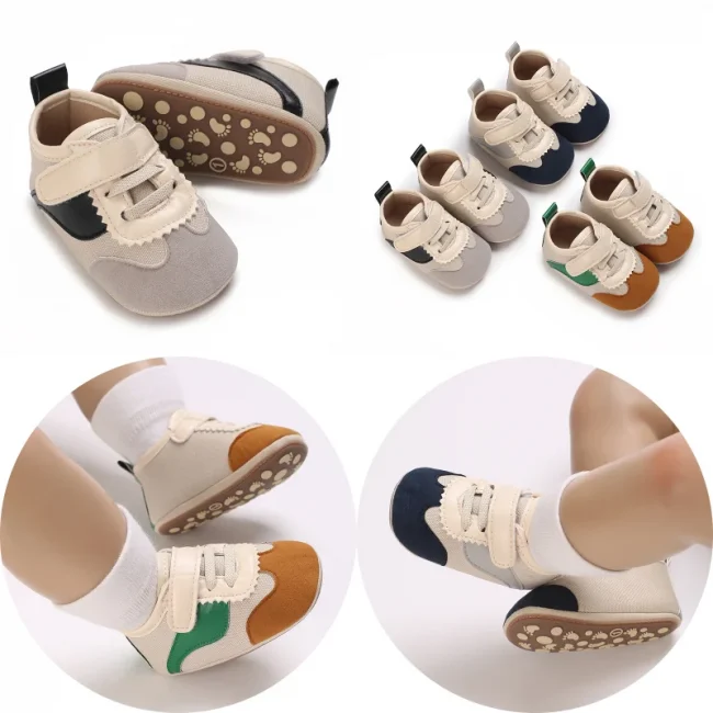Fashion baby shoesRetro Leather Boy Girl Shoes Multicolor Toddler Rubber Sole Anti-slip First Walkers Infant Newborn Moccasins 1