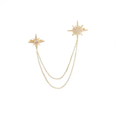 SKEDS Women Men Star Chain Brooches Pins Fashion Vintage Metal Rhinestone Jewelry Pendant Women's Men's Party Brooch Gift 5