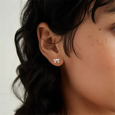 Aide 925 Sterling Silver Sweet Bow Mariquesa Zircon Piercing Stud Earrings For Women K Gold Elegant Bohemian Jewelry Party Gift 3