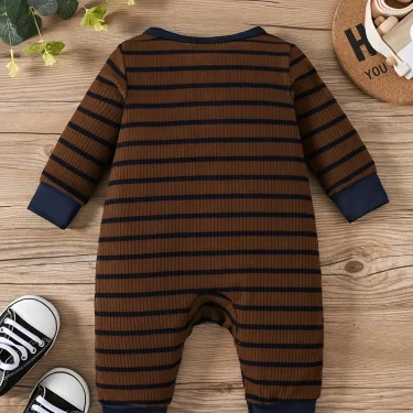 0-2 Year Old Spring and Autumn New New Newborn Baby Boys Striped Long sleeved Pants Casual jumpsuit 2