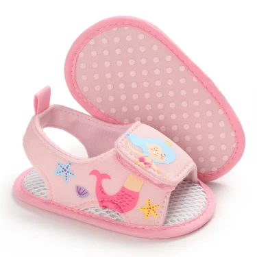 Summer Newborn Infant Baby Girls Princess First Walkers Shoes Soft Sole Sandals Shoes Pink Beach Shoes Baby Slippers 3
