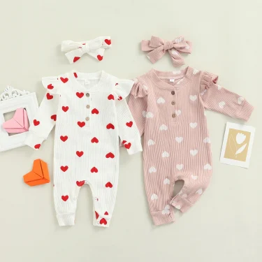 Ma&Baby 0-18M Valentine's Newborn Infant Baby Girl Jumpsuit Heart Print Rompers Long Sleeve Playsuit Clothing Autumn Spring D35 1
