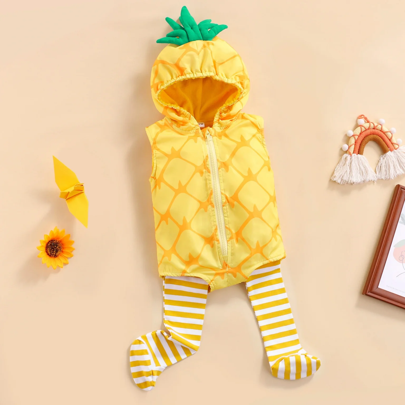 Ma&Baby 0-24M Pineapple Baby Romper Newborn Infant Boy Girl Jumpsuit Party Birthday Clothes With Leg Warmers Baby Costume 2