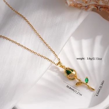 Light Luxury Stainless Steel Tulip Pendant Necklace for Women Elegant Gold Color Chain Flowers Necklace Girls Lucky Jewelry Gift 2