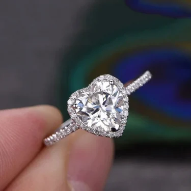 Luxury Silver Color Heart Ring for Women Exquisite Fashion Metal Inlaid White Zircon Stones Wedding Ring Engagement Jewelry 5