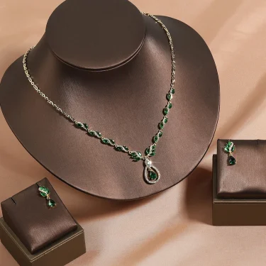 ZAKOL Luxury Brilliant Zirconia Leaf Necklace Earrings Rings Bracelets Set for Women CZ Drop Bridal Wedding Jewelry Sets New 3