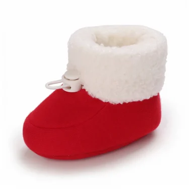 VANLEN SINA Winter Baby Warm Red Boots - Fluffy Flock Snow Slip On Shoes for Girls Toddler 0-18 Months 5