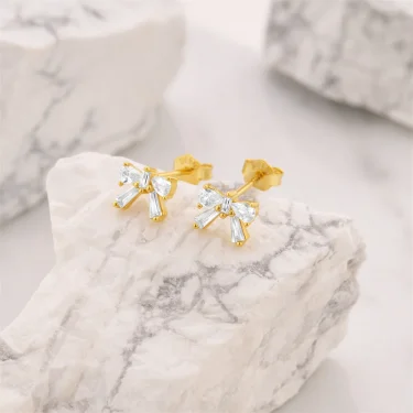 Aide 925 Sterling Silver Sweet Bow Mariquesa Zircon Piercing Stud Earrings For Women K Gold Elegant Bohemian Jewelry Party Gift 4