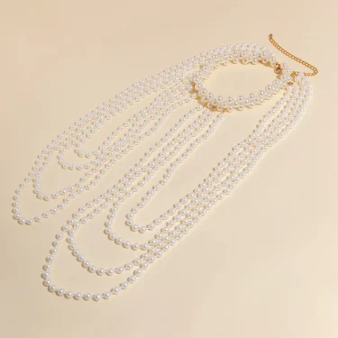 Ingemark New in 2025 Bridal Tassel Imitation Pearl Shoulder Chain Necklace for Women Elegant Shawl Wedding Jewelry Accessories 6