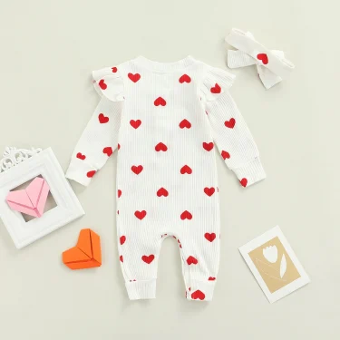 Ma&Baby 0-18M Valentine's Newborn Infant Baby Girl Jumpsuit Heart Print Rompers Long Sleeve Playsuit Clothing Autumn Spring D35 5