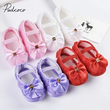 2025 Brand New Newborn Infants Toddler Baby Girl Soft Crib Shoes Moccasin Prewalker Sole Shoes Bow Lovely Cute First Walkers 1