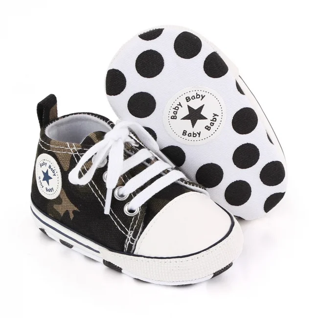Baby Canvas Classic Sports Sneakers Newborn Baby Boys Girls Print Star First Walkers Shoes Infant Toddler Anti-slip Baby Shoes 4