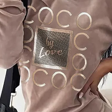 Women Long Sweater Dresses LOVE Print Hooded Loose High Collar Sweatshirts Long Sleeve Pullover Fall Winter Y2K Street Style Top 3