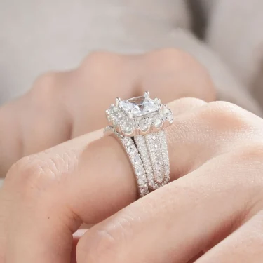 Newshe Original 925 Silver Moissanite Rings with GRA Certificate D Color VVS1 Diamond Wedding Ring Set for Women Luxury Jewelry 5