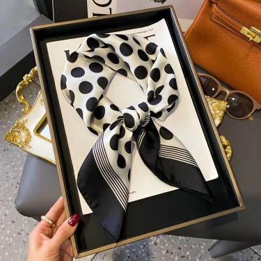 2025 New Fashion Print Square Scarf Women's Imitation Silk Scarf Casual Versatile Decoration Small Neck Scarf 70CMx70CM 1