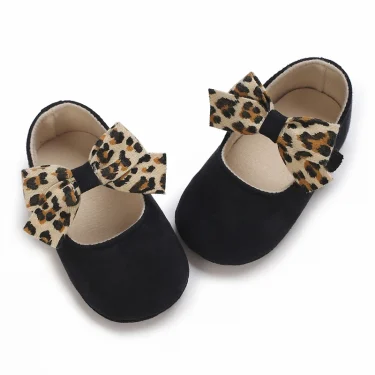 Lovely Leopard Bow Baby Shoes Fashion Princess Shoes Casual Sports Shoes Warm Toddler Soft Sole Anti Slip First Walker 0-18M 4