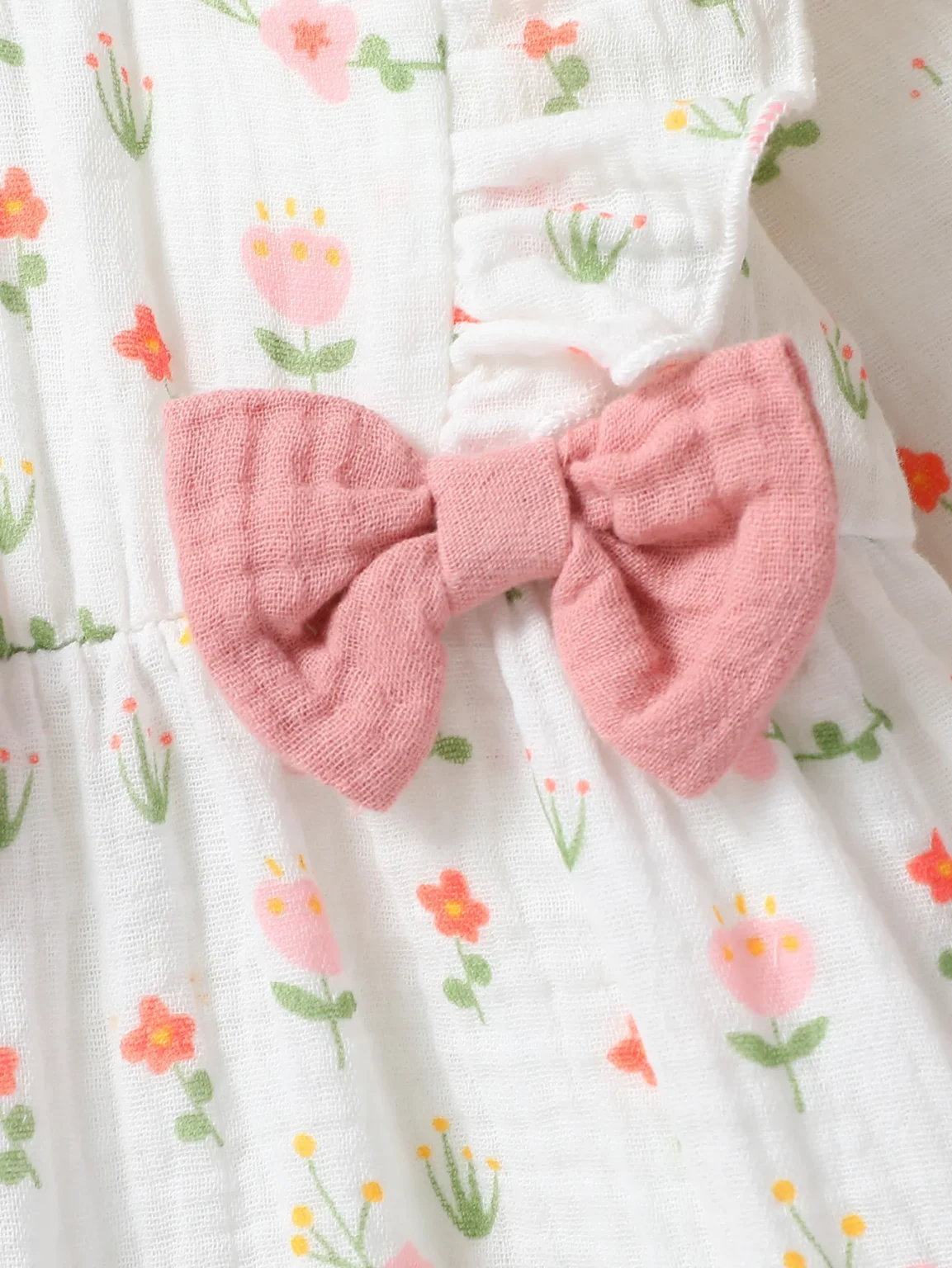 Baby Girl's All Seasons Long Sleeve Print Floral With Bow Daily Jumpsuit For Newborn-6M Clothes +Headband 3