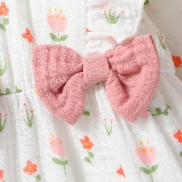 Baby Girl's All Seasons Long Sleeve Print Floral With Bow Daily Jumpsuit For Newborn-6M Clothes +Headband 3
