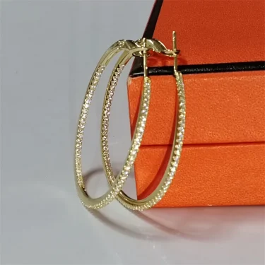 Senlissi -18 K Gold diamond Hoop Earrings For Women 925 Sterling Silver Original Fashion Earring Cерьги Kольца Rings Real gold 5