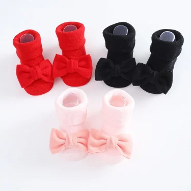 Toddler Baby Girls Socks Shoes Newborn Baby Floor Socks Bowknot Infant Baby Foot Socks First Walkers Prewalker Boots 0-12 Months 1
