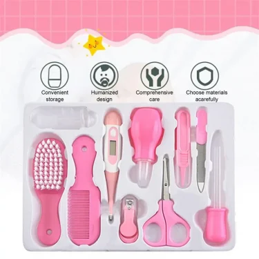 10PCS/Set Baby Health Care Kit Kids Nail Hair Health Care Thermometer Grooming Brush Clipper Teether Toothbrush Baby Essentials 4