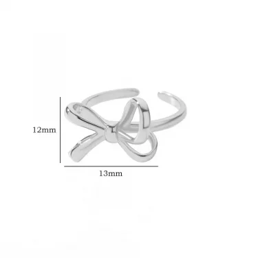 Stainless Steel Bow Knot Opening Rings For Women Cute Gold Plated Geometric Adjustable Ring Simple Jewelry Accesorios anillos 6