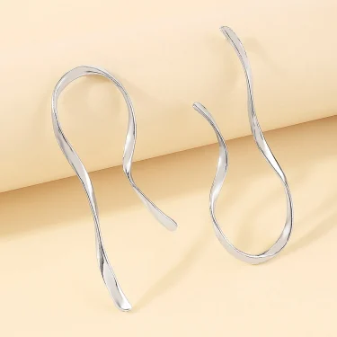 Exaggerated Irregular Lines Big Dangle Earrings for Women Minimalist Asymmetric Twisted Personalized Accessories Fashion Jewelry 5