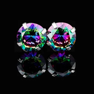 6mm CZ Screw Flat Back Earrings for Women Girls Hypoallergenic for Sensitive Ears New Design Rainbow Cubic Zirconia Stud Earring 4