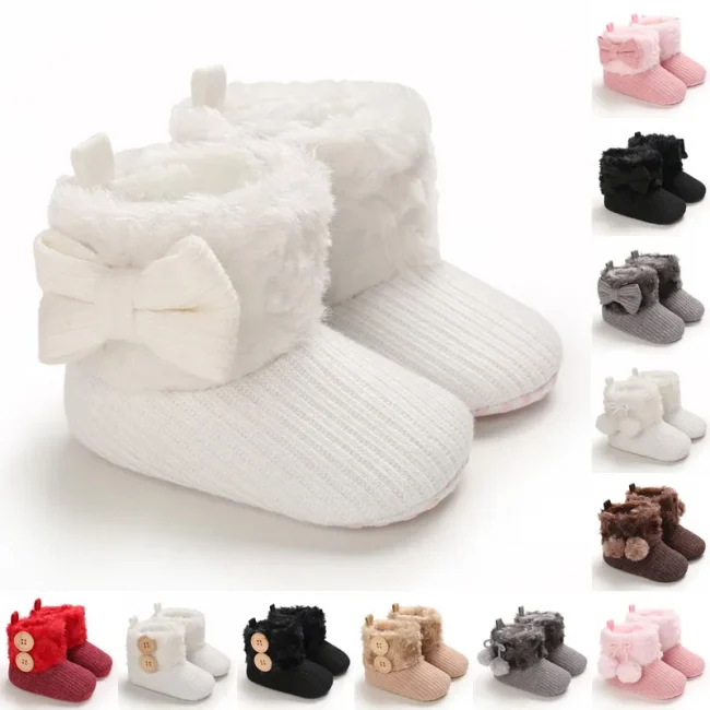 0-18M Boots For Newborn Baby Girl Snow Boots Winter Thermal Shoes Plush Ankle Boots Winter Baby Boys And Girls Thermal Shoes 1