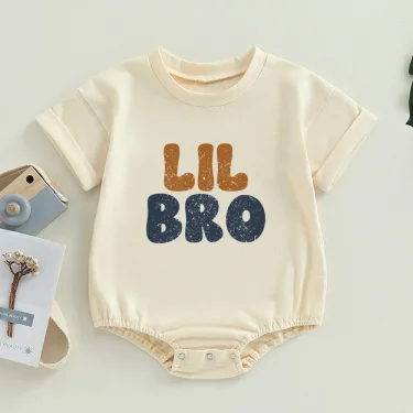 In My Baby Era Cute Retro Baby Rompers Boy Girl Short Sleeve Bubble Romper Oversized Bodysuit Newborn Summer Clothes 4