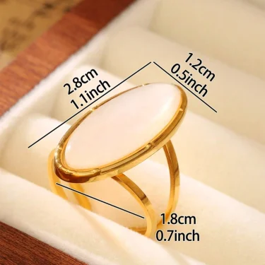 Oval Natural Shell Vintage Rings for Women Stainless Steel Temperament Exaggeration Metal RingChunky Jewelry Jewelry Gift 3