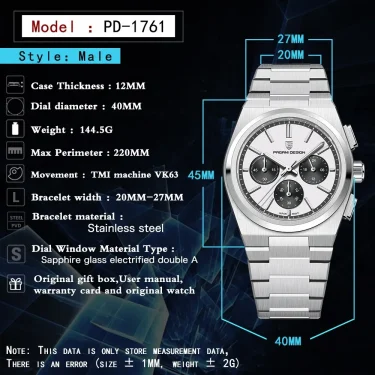 PAGANI DESIGN 2024 New Men Watches Quartz Business Watches VK63 Mens Clock Top Brand Luxury Watch Men Chronograph Watch for Men 6