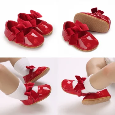 0-18 Months Red Girl Boy Newborn Baby Christmas Cute Cartoon Cotton Shoes Soft Sole Toddler Infant Walking Shoes 6