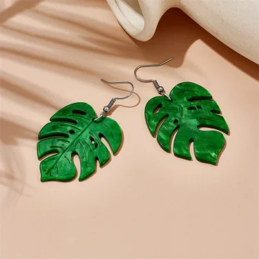 Acrylic Palm Leaf Design Drop Earrings Summer Vacation Style Monstera Dangle Earrings Fashion Jewelry 3