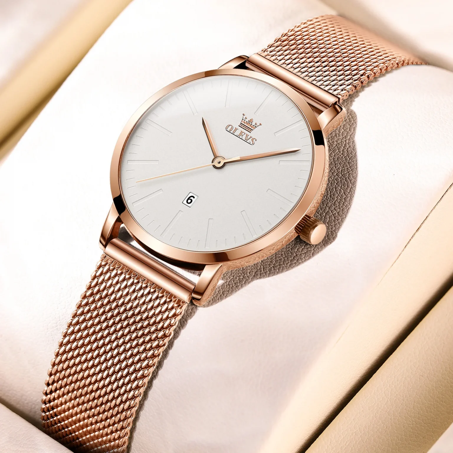 OLEVS Luxury Fashion Watch for Women Stainless Steel Waterproof Quartz Ladies Wristwatch Original Simple Elegant Women's Watches 1