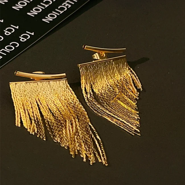 Fashion Dangle Earrings Long Bling Gold Color Tassel Earrings for Women Girls Wedding Daily Hot Sale Jewelry Gift 5