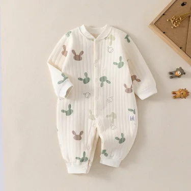Winter Simple Cute Animal Design Fruit Design Newborn Boys Girls Baby Romper 100 Cotton Warm Baby Clothes Loungewear Outfit 4