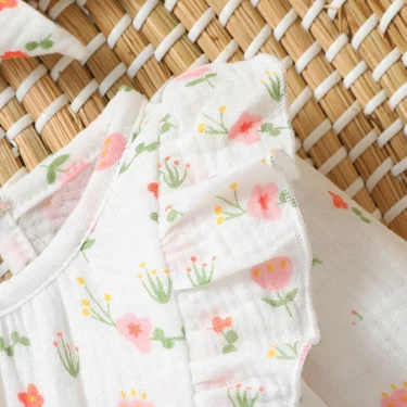 Baby Girl's All Seasons Long Sleeve Print Floral With Bow Daily Jumpsuit For Newborn-6M Clothes +Headband 6
