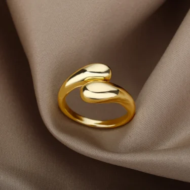 Stainless Steel Rings For Women 2025 Trend Open Gold Color Double Bead Ball Ring Wedding Aesthetic Jewelry Couple Gift anillos 5