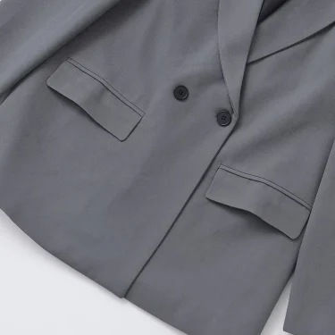 TRAF-Women's Double Breasted Office Wear Blazer Coat, Long Sleeve, Flap Pockets, Female Outerwear, Chic Tops, Fashion 6