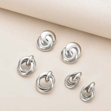 Fashion Twist Knot Metal Stud Earrings For Women Hollow Geometric Gold Silver Color boucles d'oreilles Unusual Earrings Jewelry 6