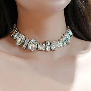 Geometric Crystal Choker Necklaces for Women Water Drop Clavicle Chain Necklaces Statements Jewelry Gifts 1